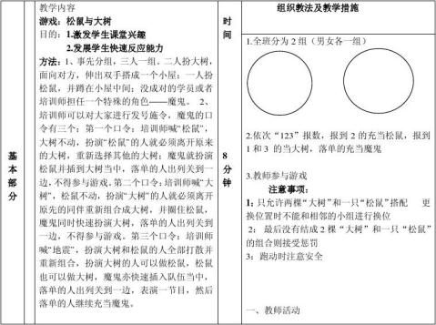 体育课教案模板