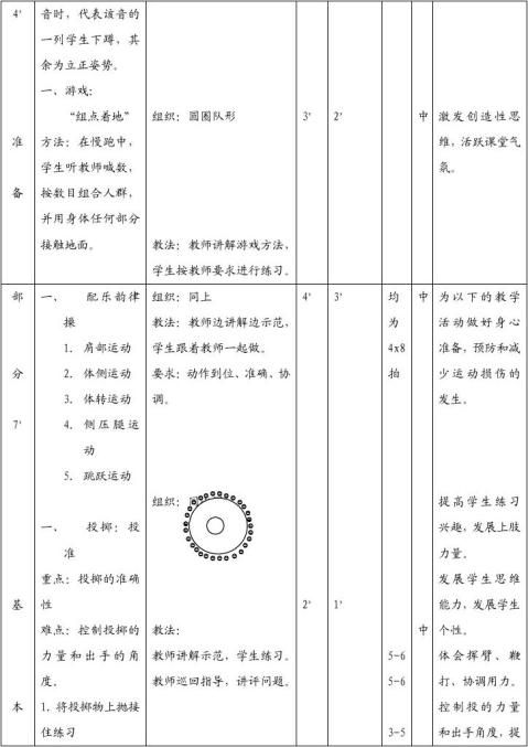 初中体育教案范文