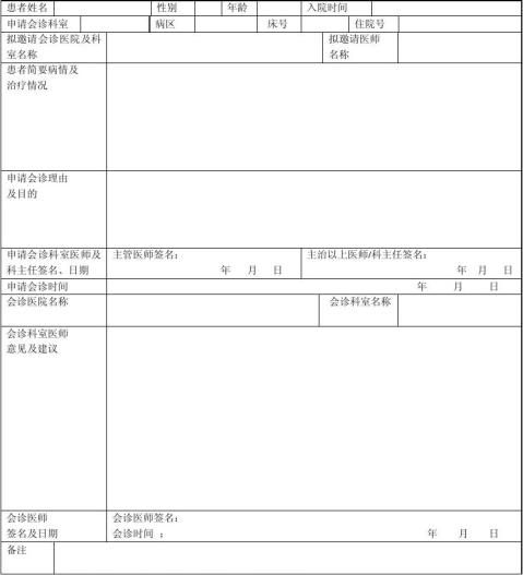 会诊记录单模板