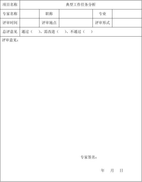 典型工作任务分析 专家评审意见表 范文118