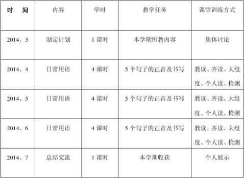 汉语教学计划