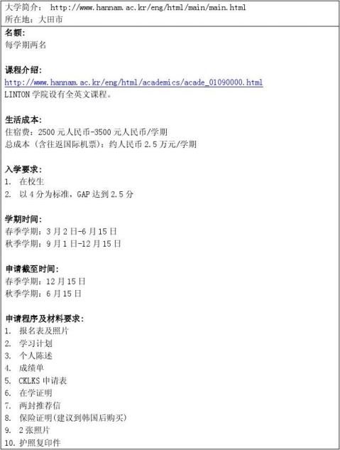 20xx春季学院交换生项目简介