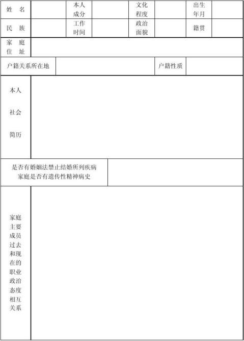 结婚函调报告表