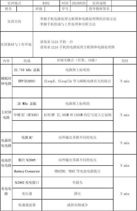 手机维修实训项目十手机开机电路识图实训报告