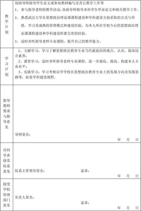 範文20xx年度教育部青年骨幹教師國內訪問學者研修工作計劃