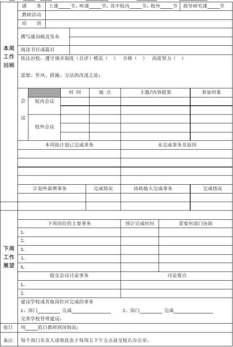 篇一彙報工作表格