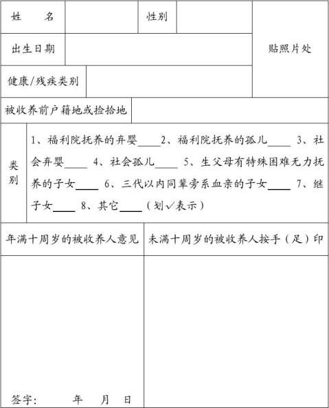 篇一收养申请书