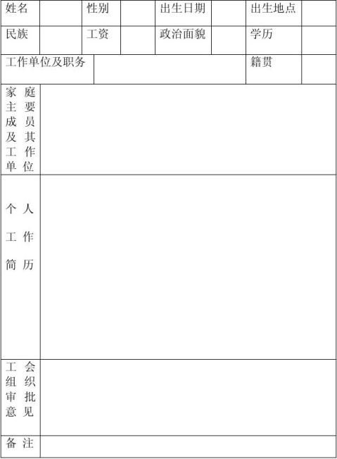 篇一河南工會會員登記表填表說明