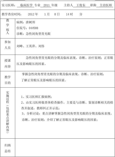 眼科教学查房教案…… ……余下全文护理查房记录篇四 :20xx