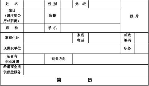 个人会员申请书