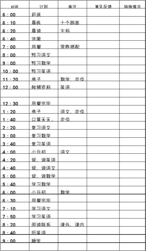 【六年级学习计划表】六年级学习计划表精选八篇_范文118