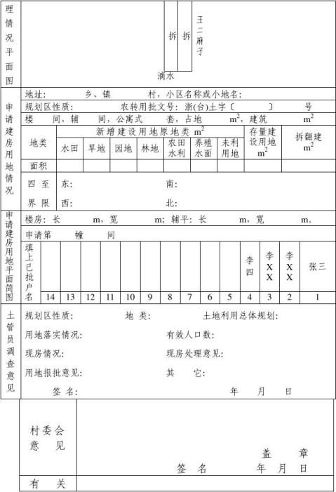 广东省农村建房申请表图片