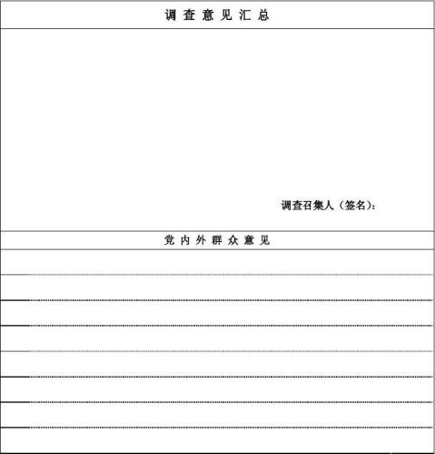 入党积极分子群众意见调查表