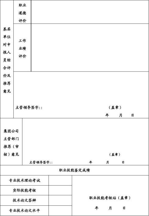 篇一國家職業技能鑑定申請表