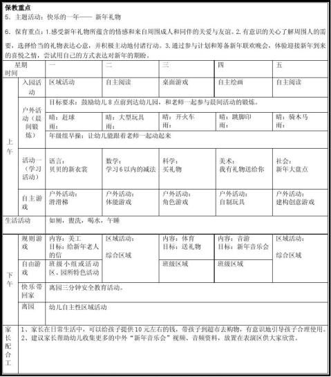 【幼兒園大班一週活動計劃表】幼兒園大班一週活動計劃表精選八篇