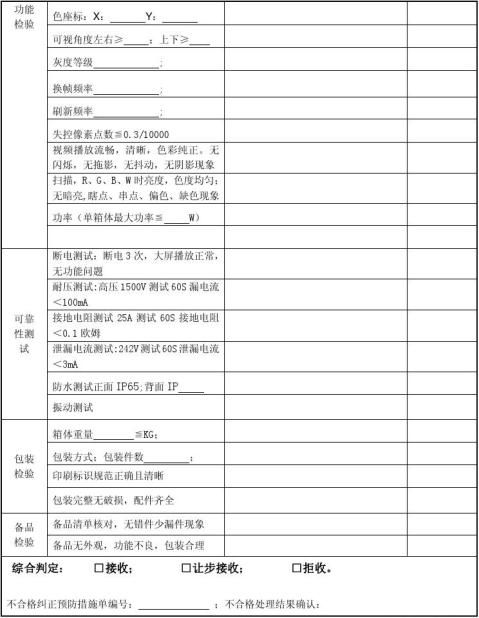 led顯示屏成品出貨檢驗報告