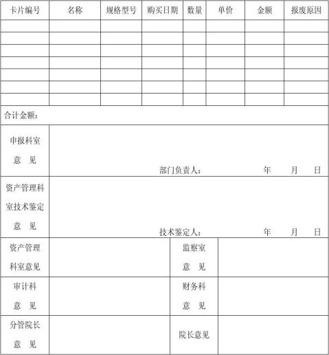 固定资产报废申请表20xx版