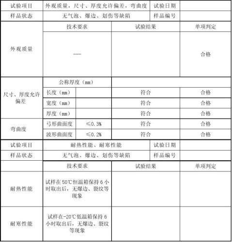 防火玻璃檢測報告