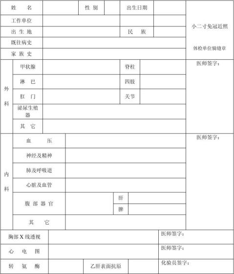 【入職體檢報告表】入職體檢報告表精選八篇_範文118